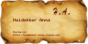 Haidekker Anna névjegykártya